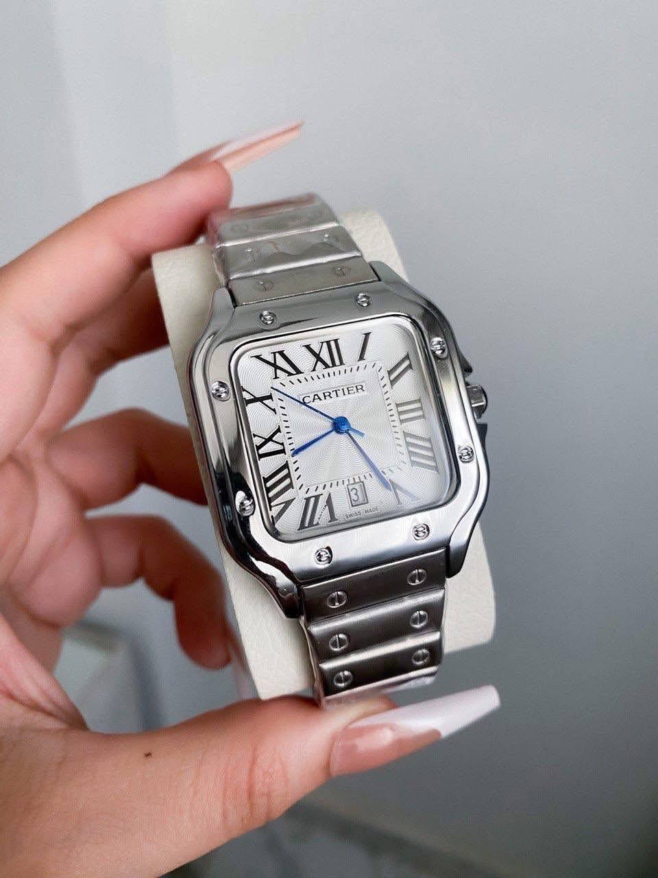 cartier santos white dial