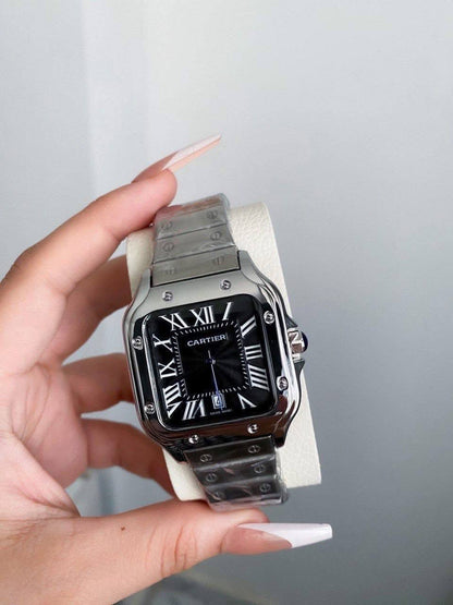 cartier santos black dial